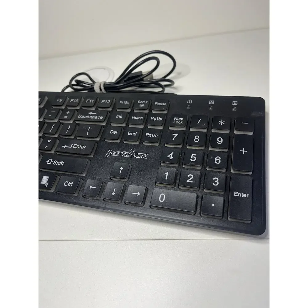 Perixx PERIBOARD-317 Wired Backlit USB Keyboard Big Print Letter with White Ill